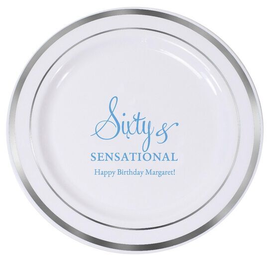 Sixty & Sensational Premium Banded Plastic Plates